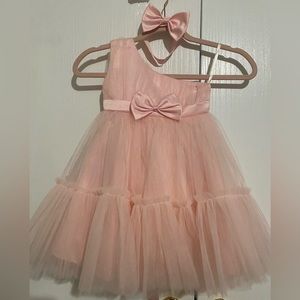New Girls One-Shoulder Dress & Headband/ Size: 12-24 M/ Color: Pink